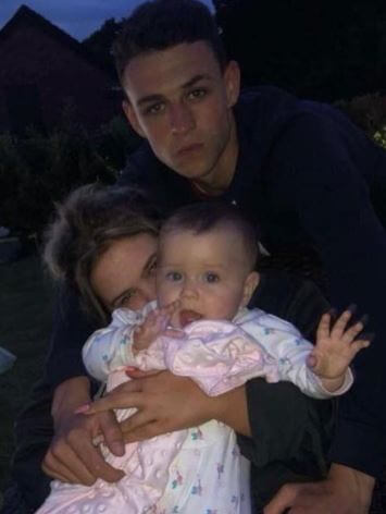 Rebecca Cooke with her partner Phil Foden and son.